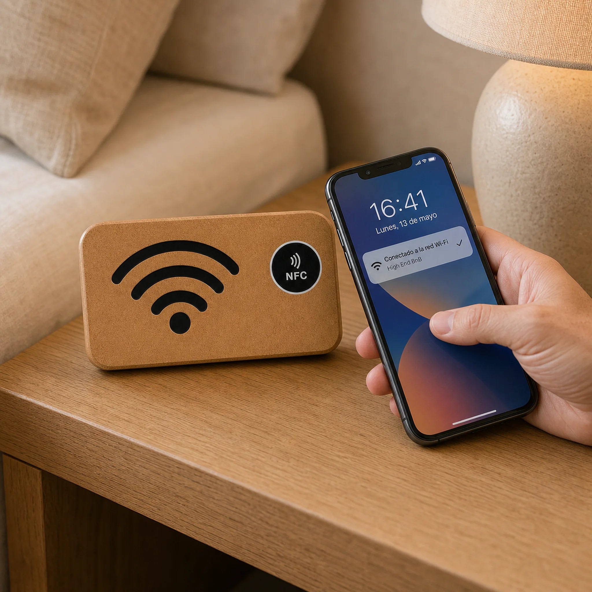 Gadget Wi-Fi — Madera y Resina con NFC